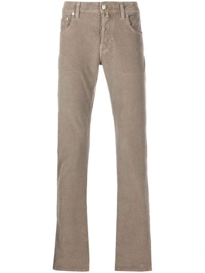 Shop Jacob Cohen Straight Leg Corduroy Trousers In Grey