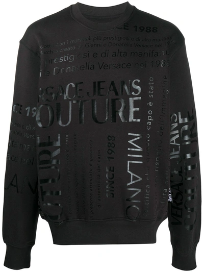 Shop Versace Jeans Couture Motif Logo Print Sweatshirt In Black