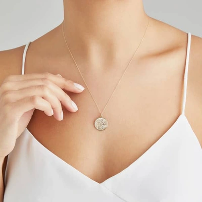 Lily & Roo Solid Gold Medium Round St Christopher Necklace In Gold