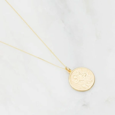 Lily & Roo Solid Gold Medium Round St Christopher Necklace In Gold