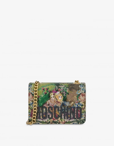 Shop Moschino Shoulder Bag With Animé Cross-stitch Print In Multicoloured