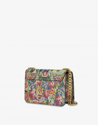 Shop Moschino Shoulder Bag With Animé Cross-stitch Print In Multicoloured