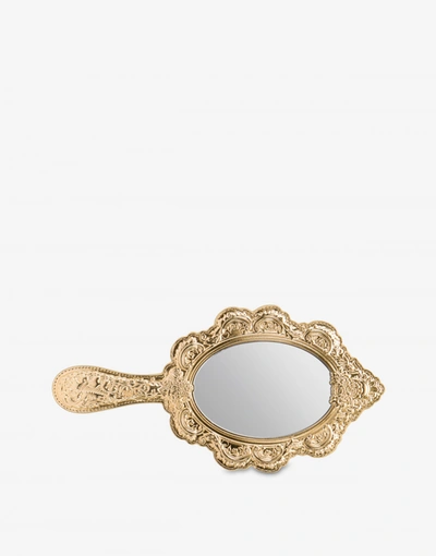 Shop Moschino Hand Mirror Bag In Gold