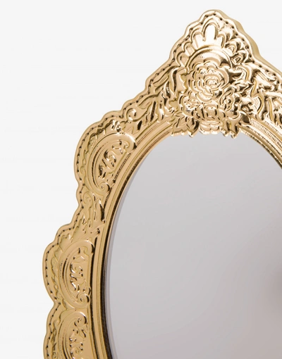 Shop Moschino Hand Mirror Bag In Gold