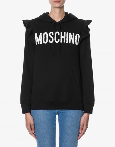 Shop Moschino Cotton Sweatshirt Logo Embroidery In Black