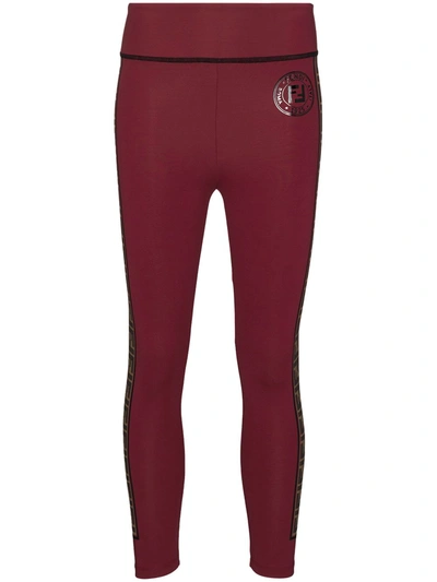 Shop Fendi Rama Leggings In Red