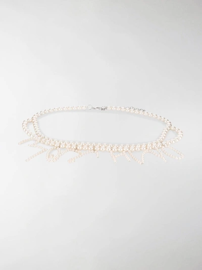 Shop Moschino Pearl-embellished Belt In White