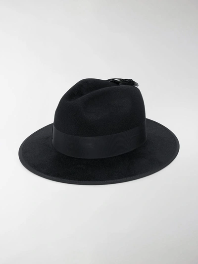 Shop Gucci Feather-embellished Fedora Hat In Black