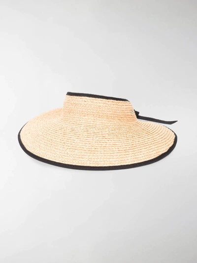 Shop Helen Kaminski Braid Visor Hat In Neutrals