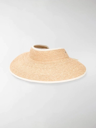 Shop Helen Kaminski Braid Raffia Visor Hat In Neutrals