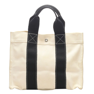 Hermès HERMES Bora Bora PM Tote Bag Canvas Black White Auth