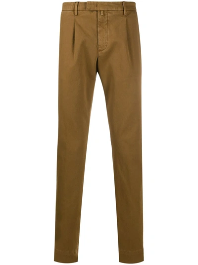 Shop Briglia 1949 Slim Pinch Detail Trousers In Brown
