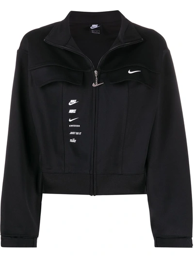 Shop Nike Swoosh Zipped Jacket In Black