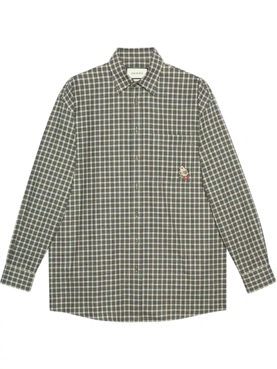 Shop Gucci Oversized Checked Shirt In Neutrals