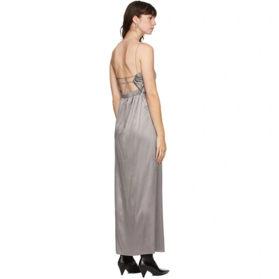 Shop Helmut Lang Grey Silk Satin Open Back Dress In Steel