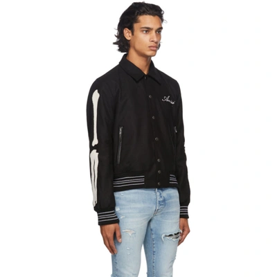 Shop Amiri Black Chenille Bones Bomber Jacket