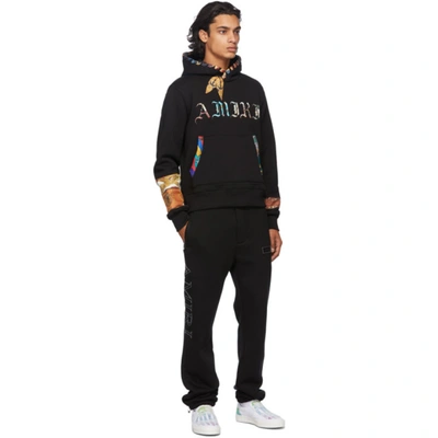 Shop Amiri Black Patch Scarf Hoodie