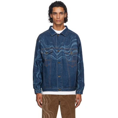 Shop Ahluwalia Blue Denim Signature Jacket In Denim Blue