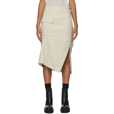 Shop Sacai Off-white Wool Skirt In 051 Ecru