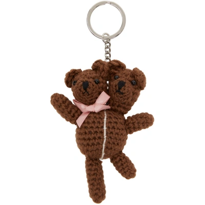Shop Marc Jacobs Brown Heaven By  Double Headed Teddy Keychain