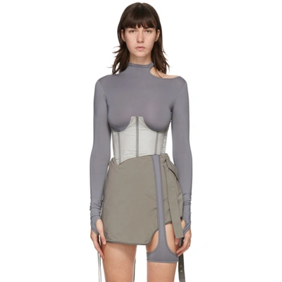 Shop Hyein Seo Grey Corset Long Sleeve T-shirt