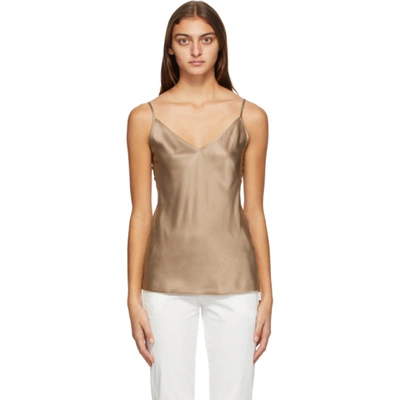 Shop Max Mara Leisure Taupe Silk Lucca Tank Top In 057 Turtled