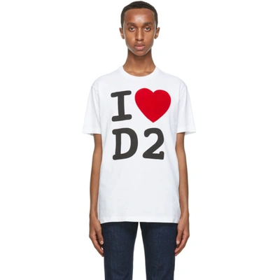 Shop Dsquared2 White I Love D2 T-shirt In 100 White