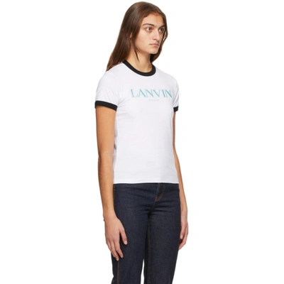 Shop Lanvin White Embroidered Logo T-shirt In 00 White