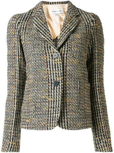 Shop Victoria Beckham Houndstooth Tweed Blazer In Multicolour
