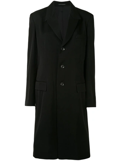 Shop Yohji Yamamoto Printed Single-breasted Coat In Black
