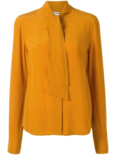 Shop Victoria Beckham Pussy-bow Silk Blouse In Yellow