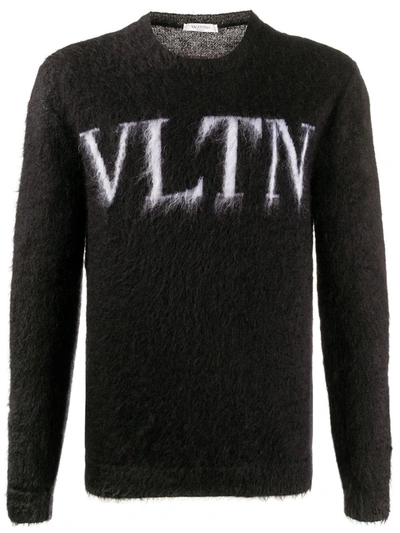 Shop Valentino Vltn Brushed Knitted Jumper In Black