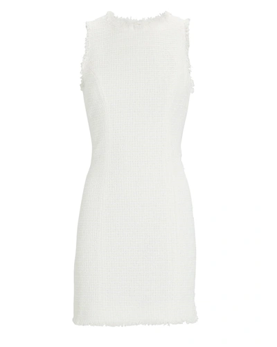 Shop Balmain Sleeveless Tweed Mini Dress In White