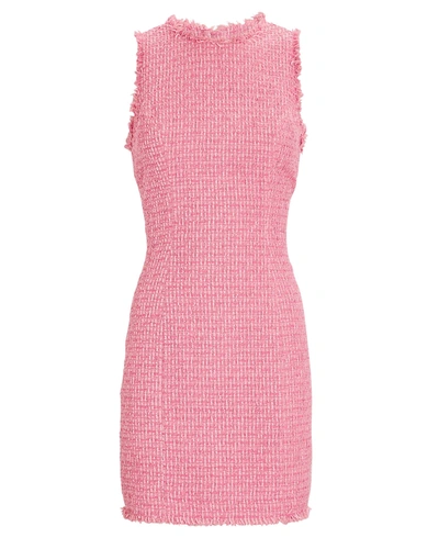 Shop Balmain Sleeveless Tweed Mini Dress In Pink