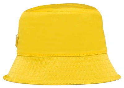 Pre-owned Prada  Nylon Bucket Hat Pineapple Yellow