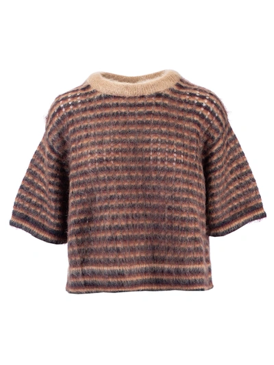 Shop Chloé Mohair Knit T-shirt In Dusty Camel Color In Beige