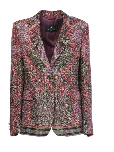 Shop Etro Tailored Jacket With Paisley Pattern In Multicolor