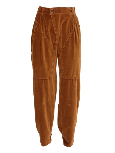 Shop Etro Smooth Cotton Velvet Trousers In Brown