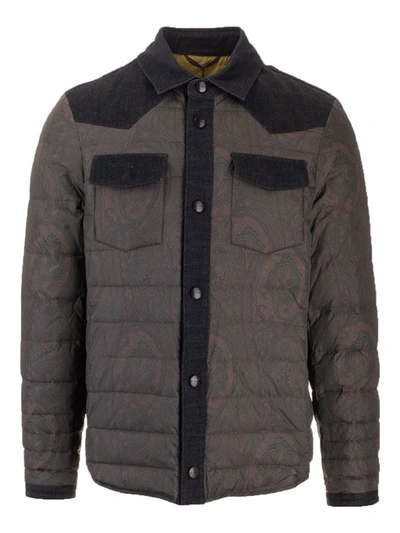 Shop Etro Pagaso Padded Jacket In Gray In Grey