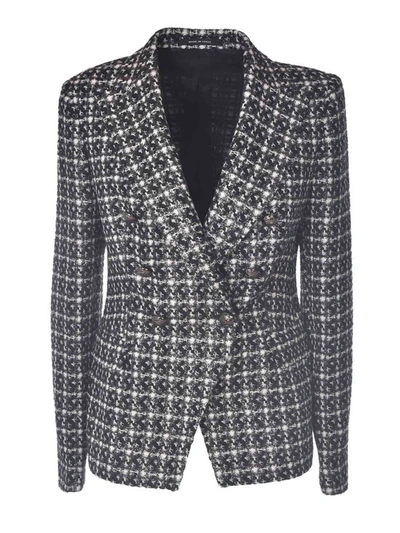 Shop Tagliatore J-alicya Jacket In Black White And Grey