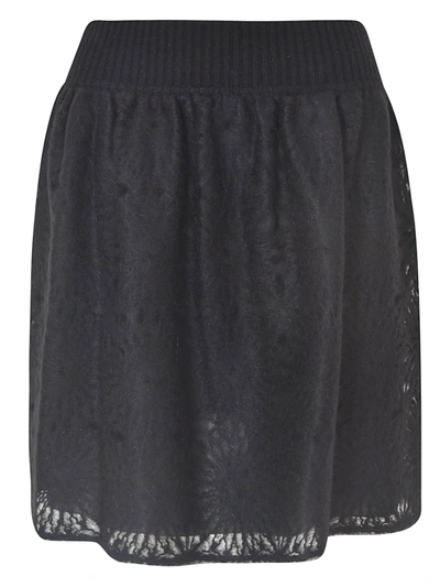 Shop Alberta Ferretti Floral Skirt In Black