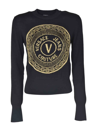 Shop Versace Jeans Couture Maxi Logo Sweatshirt In Black
