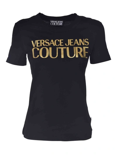 Shop Versace Jeans Couture Laminated Logo Print T-shirt In Black