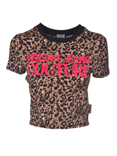 Shop Versace Jeans Couture Logo Print T-shirt In Animalier In Animal Print