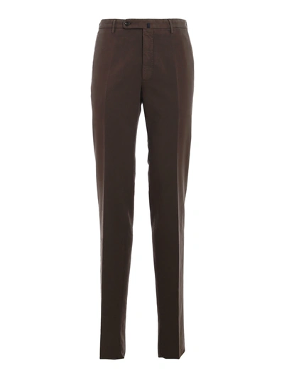 Shop Incotex Soft Cotton Pants In Brown