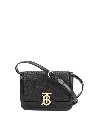 Shop Burberry Tb Quilted Leather Crossbody Bag In Black