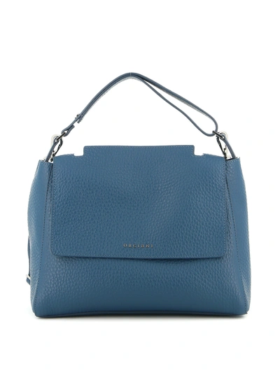 Shop Orciani Sveva Soft Medium Leather Bag In Blue