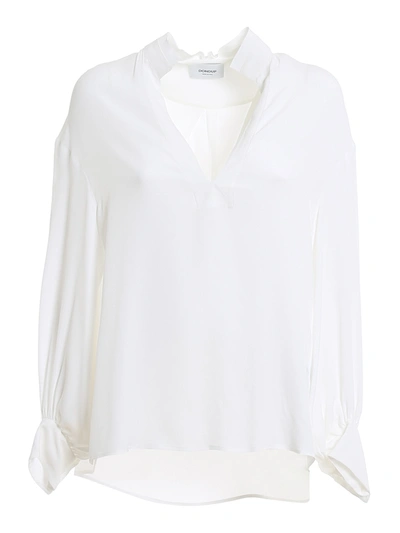 Shop Dondup Crepe Silk Blend Blouse In White