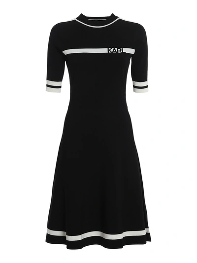 Shop Karl Lagerfeld Rib-knitted Dress In Black