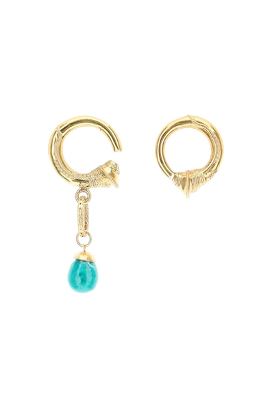 Shop Patou Mismatching Hoop Earrings In Gold Stones (gold)